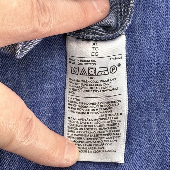 Old Navy Jumpsuit Blue Chambray Denim Pockets XL Elastic Waist Square Neck - Picture 4 of 16